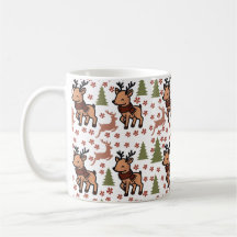 Caneca floral fofa de rena