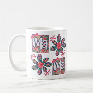 Café caneca floral mama, caneca de mãe fofa, caneca de