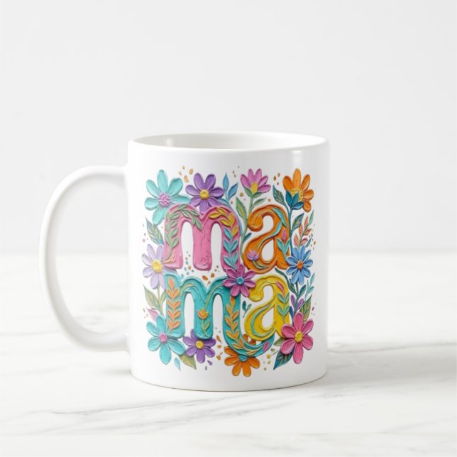 Café caneca floral mama, caneca de mãe fofa, caneca de  (Esquerda)