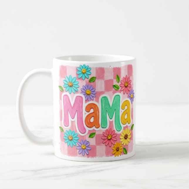 Café caneca floral mama, caneca de mãe fofa, caneca de  (Esquerda)