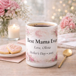 Café Caneca Floral Rosa Personalizada Melhor Mamãe de S