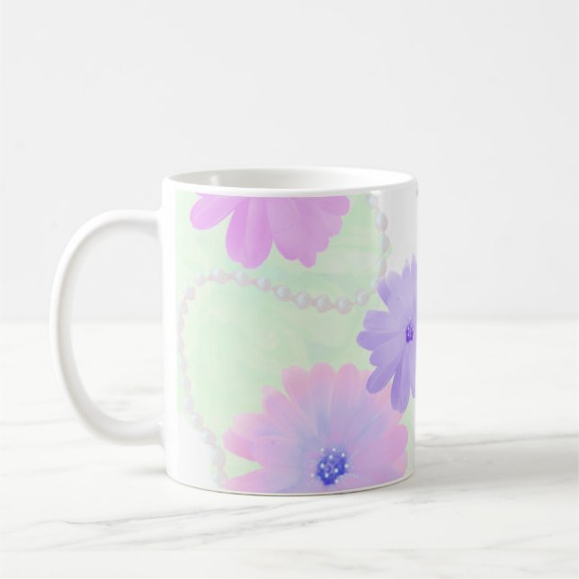 Café Caneca Flores Delicadas e Espirais de Pérolas (Esquerda)
