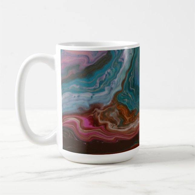 Café Caneca Fluida de Ágata Turquesa e Rosa (Esquerda)