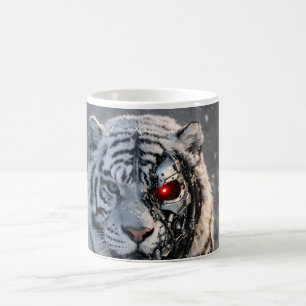 Café Caneca futurista de guarda sci-fi tigre branco