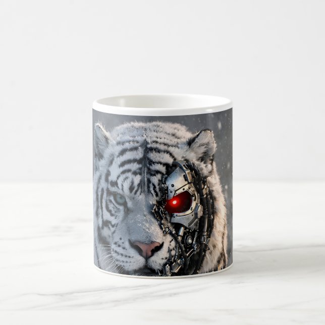 Café Caneca futurista de guarda sci-fi tigre branco (Centro)