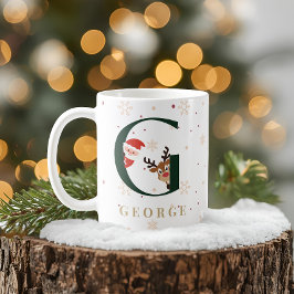 Café Caneca G de Monograma de Natal Personalizada