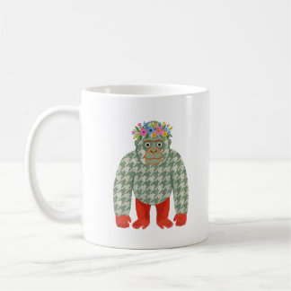Café Caneca Gorila Coroa de Flores Xadrez Houndstooth