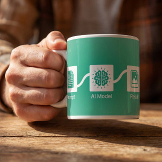 Café Caneca Gráfica do Processo de Criador de IA