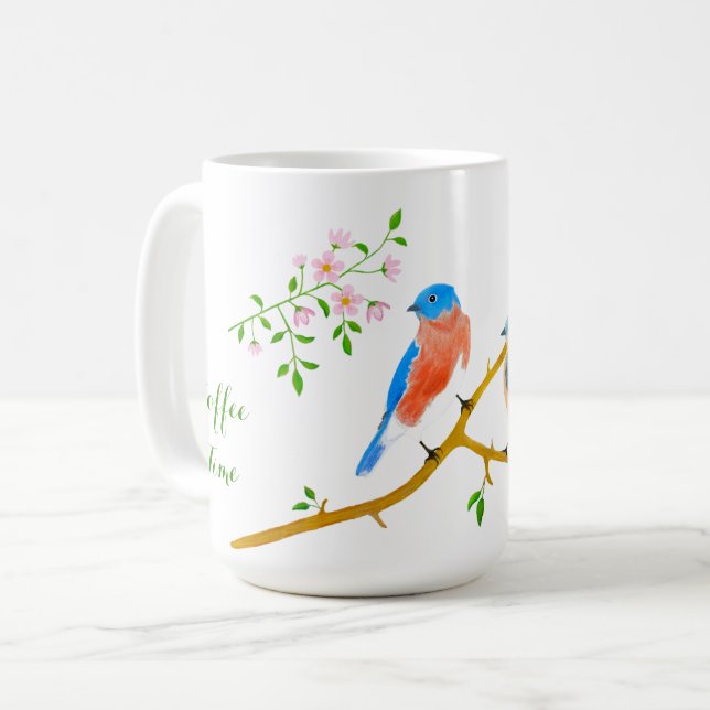 Café Caneca Grande Clássica de Azulinhos (Frente Esquerda)