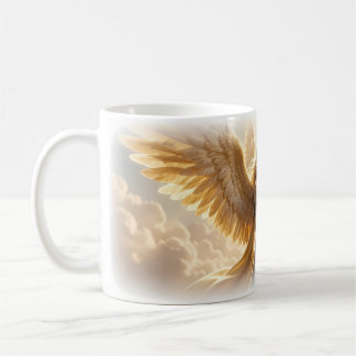 Café Caneca Guerreiro Alado Radiante de Luz Dourada