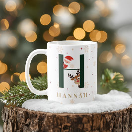 Café Caneca H de Monograma de Natal Personalizada