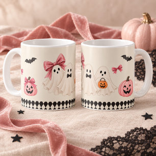 Café Caneca Harlequim Fantasmas Cor-de-Rosa de Hallowee