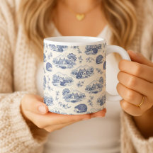 Caneca Hedgehog Toile de Jouy Animalzinho Floresta