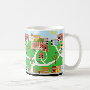 Café Caneca Ilustrada de Arte Retro Fofa do Campus Univ