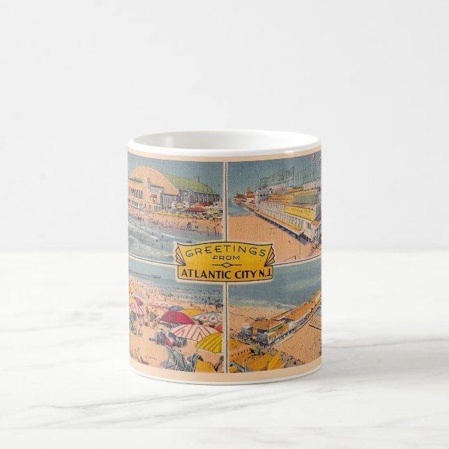 Café Caneca Ilustrada de Atlantic City Vintage (Centro)