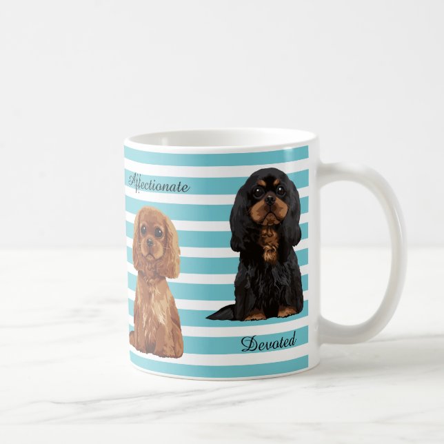 Café Caneca ilustrada descuidado do Spaniel de rei (Direita)