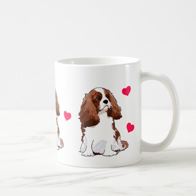 Café Caneca ilustrada descuidado do Spaniel de rei (Direita)