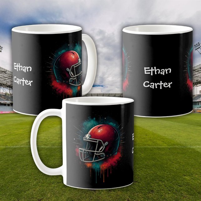 Café Caneca Infantil Capacete de Futebol Vermelho Verde (Red Green Football Helmet Kids Mug
)