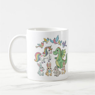 Café Caneca Infantil de Unicórnio e Dragão