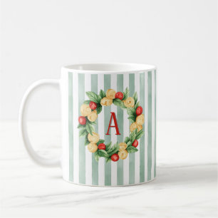 Café Caneca Inicial de Grinalda de Massa Verde Listrada