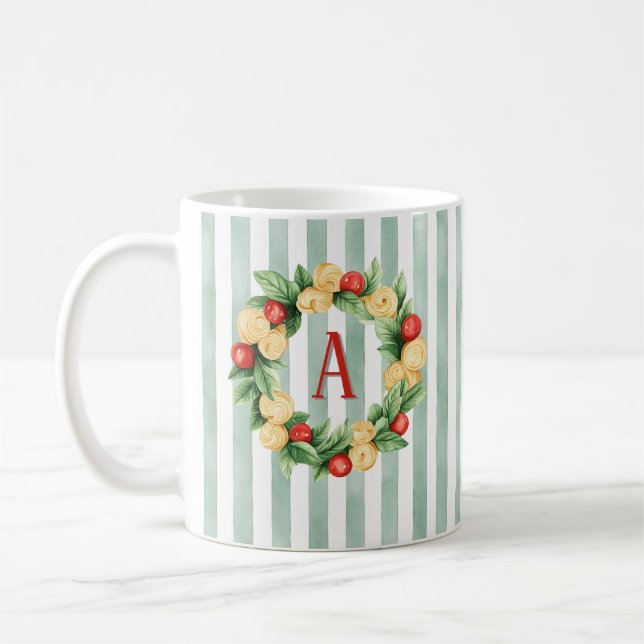 Café Caneca Inicial de Grinalda de Massa Verde Listrada (Esquerda)