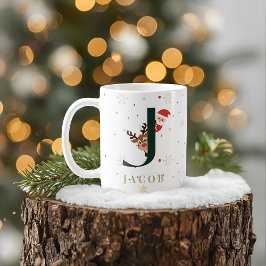 Café Caneca J de Monograma de Natal Personalizada
