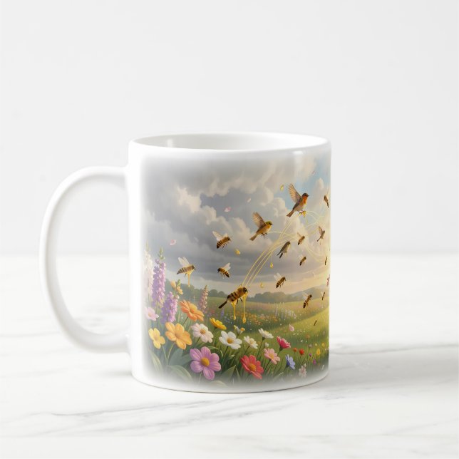 Café Caneca Jardim de Mel Primavera Pássaros Cantores (Esquerda)