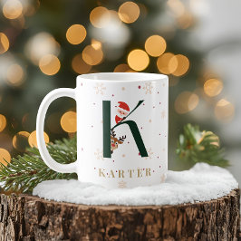 Café Caneca K Monograma de Natal Personalizada