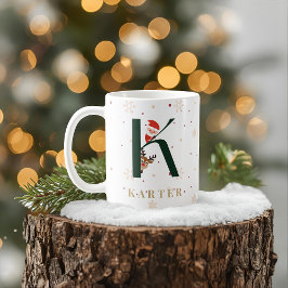 Café Caneca K Monograma de Natal Personalizada