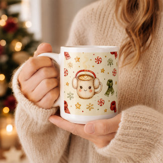 Café Caneca Kawaii de Cacau com Canequinha de Natal