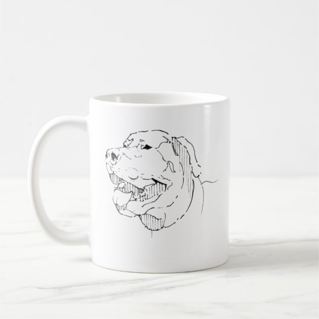 Café Caneca Labrador Retriever, Arte Linear de Cachorro (Esquerda)