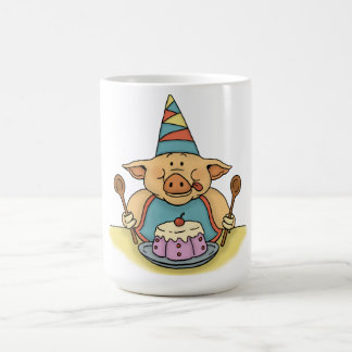 Café caneca leitão com fome da festa de aniversário