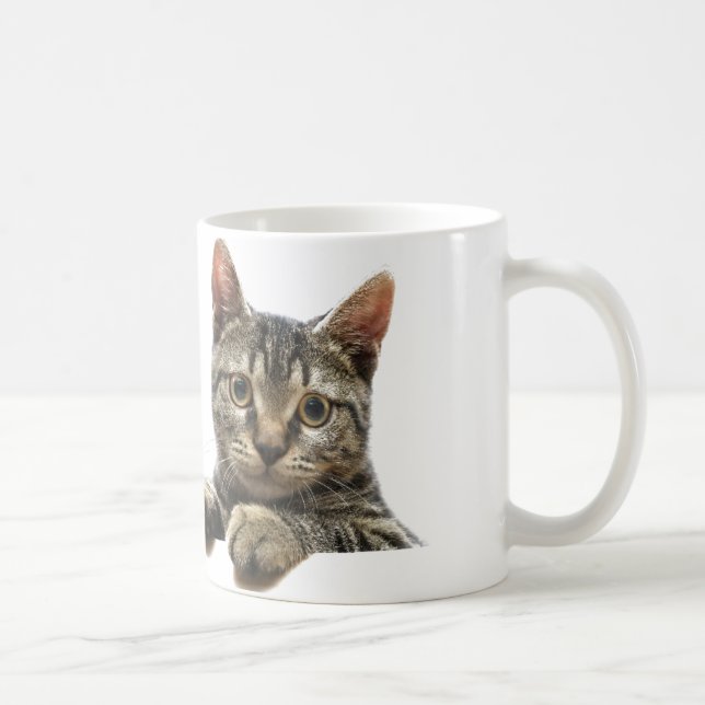Café Caneca listrada cinzenta do gato de gato malhado (Direita)