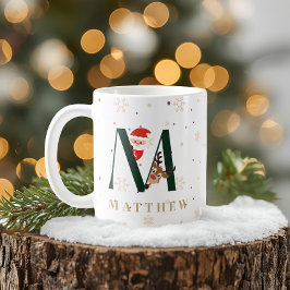 Café Caneca M com Monograma de Natal Personalizado
