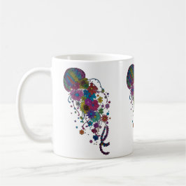 Café Caneca Mandala de Água-Viva Floral Colorida