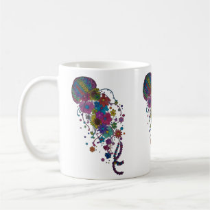 Café Caneca Mandala de Água-Viva Floral Colorida