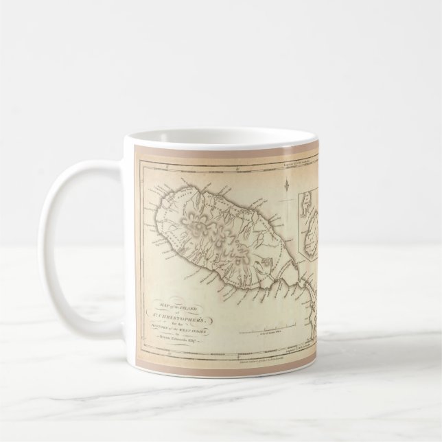 Café Caneca "Mapa Antigo de St.Kitts & Nevis" de Paul M (Esquerda)