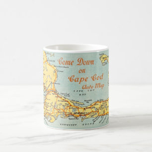 Café Caneca Mapa Automotivo de Cape Cod