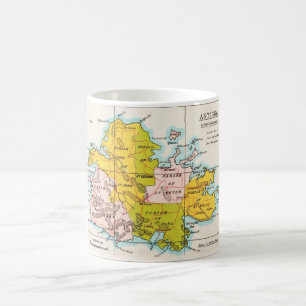 Café Caneca Mapa Colorido Vintage de Antigua