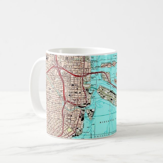 Café Caneca Mapa da Baía de Biscayne Miami (Frente Esquerda)