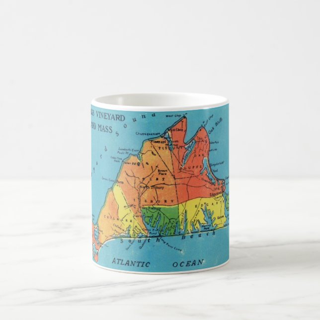 Café Caneca Mapa da Ilha de Martha's Vineyard (Centro)