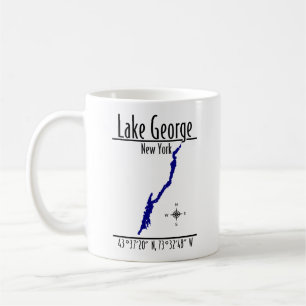 Café Caneca Mapa da Margem de Lake George Nova York em