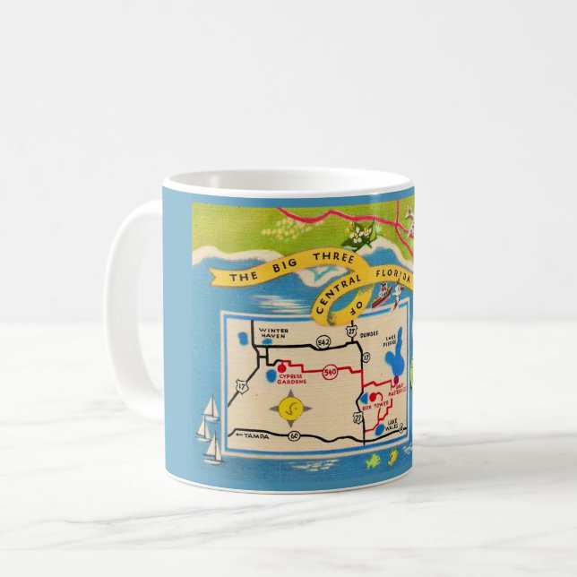 Café Caneca Mapa de Atrações Antigas da Flórida (Frente Esquerda)