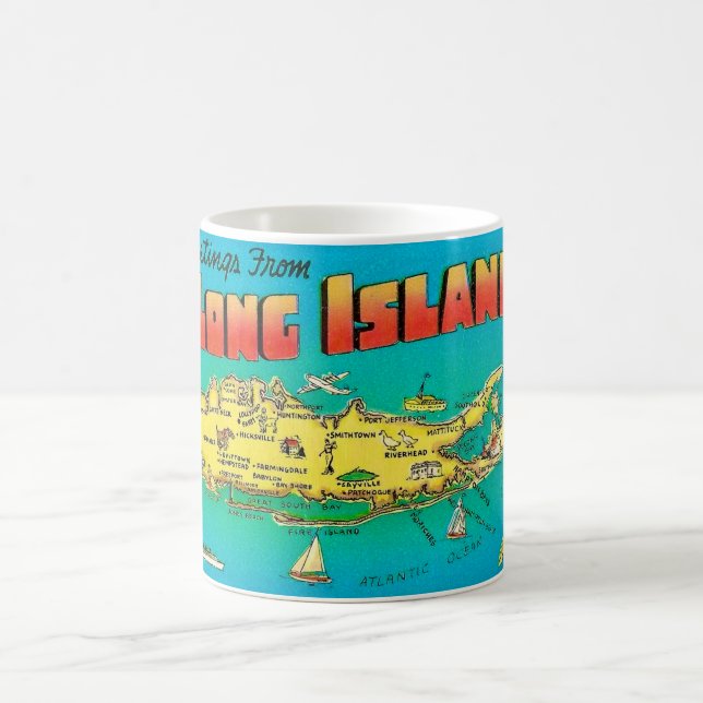 Café Caneca Mapa de Cartão Postal de Long Island (Centro)