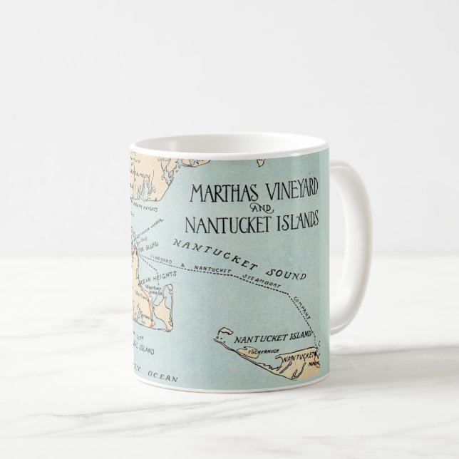 Café Caneca Mapa de Martha's Vineyard Nantucket (Frente Esquerda)