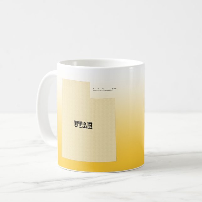 Café Caneca - Mapa do Estado de Utah com Cidade (Frente Esquerda)