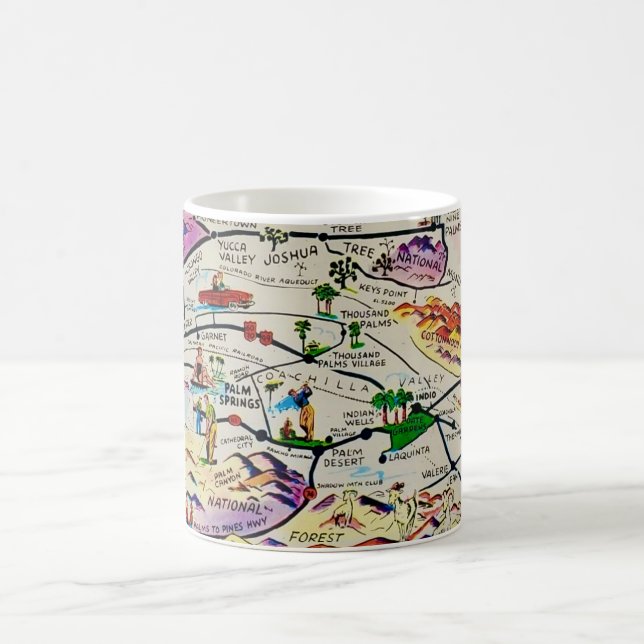 Café Caneca Mapa Ilustrado Retro de Palm Springs (Centro)