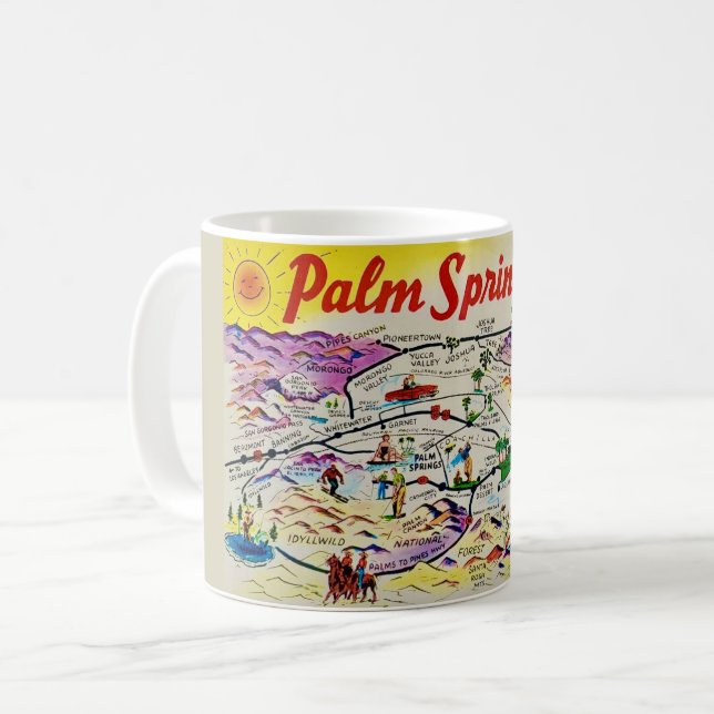 Café Caneca Mapa Retro de Palm Springs (Frente Esquerda)