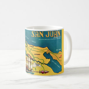 Café Caneca Mapa Retro de San Juan