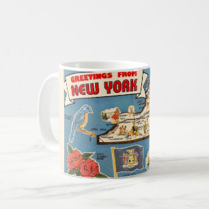 Café Caneca Mapa Vintage do Estado de Nova York